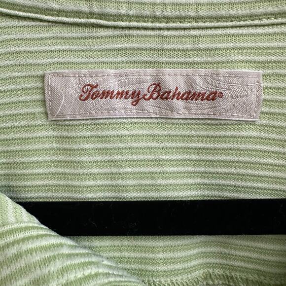 Tommy Bahama Green Tonal Striped Short Sleeve Polo Men's Size XL Workwear Golf - Picture 4 of 4